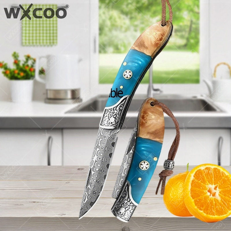 Kitchen Appliances Gift - WXCOO Damascus Steel Folding Pocket Knife