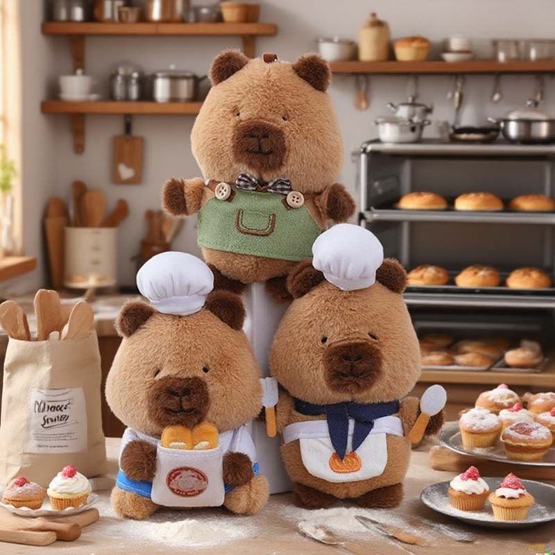 Kitchen Appliances Gift - 1-4PCS Capybara Plush Keychain Chef Shape